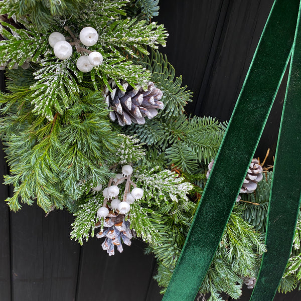 Green Velvet Christmas Door Wreath – Christmas Trees 4 You