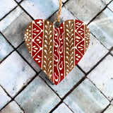 Red Hand Painted Wooden Heart