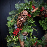 Cone and Holly Christmas Door Wreath