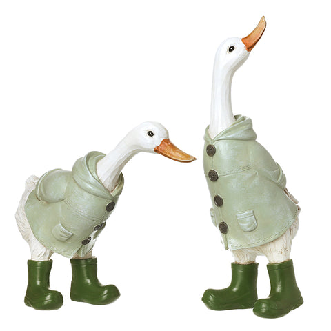 ducks in wellies and coats