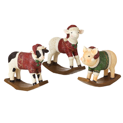 Festive rocking farm animals