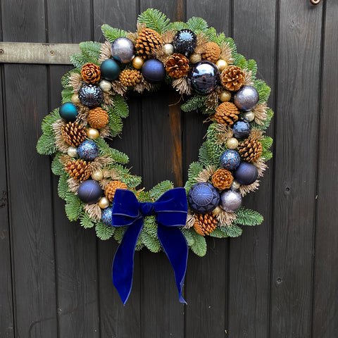 Blue Christmas Door Wreath