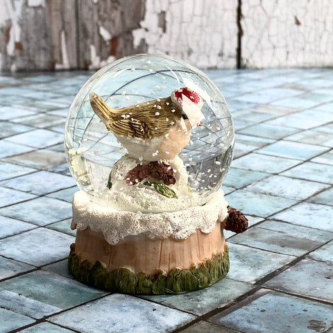 festive robin snow globe