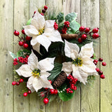 Cream Poinsettia Door Wreath