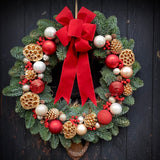 Gold and Red Christmas Door Wreath