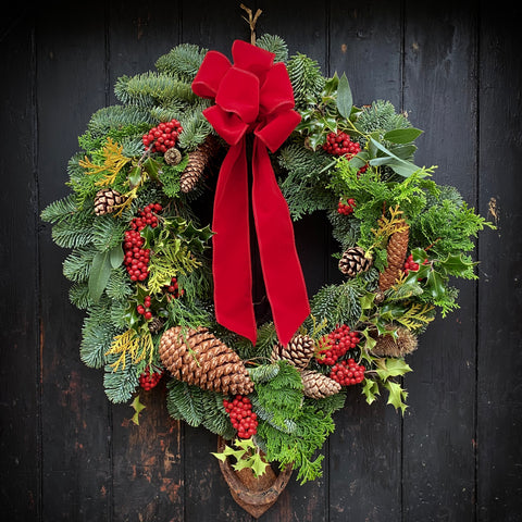 foraged christmas door wreath