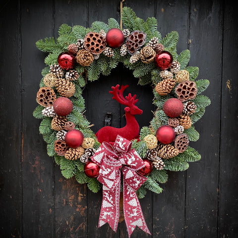reindeer christmas door wreath