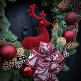 Red Reindeer Christmas Door Wreath