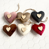Six Velvet Heart Decorations