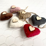 Six Velvet Heart Decorations