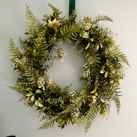 Mixed Foliage Faux Hop Wreath