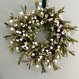 Green Leaves and White Berry Wreath