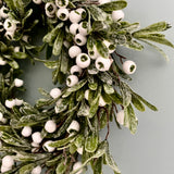 Green Leaves and White Berry Wreath