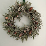 Snowy Wreath with Pinescones