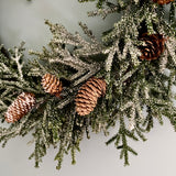 Snowy Wreath with Pinescones