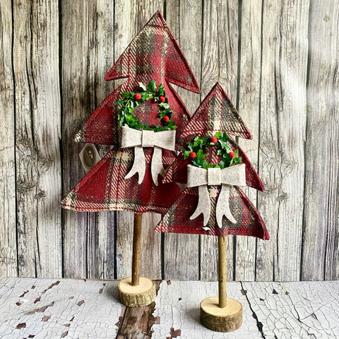 Tartan fabric christmas trees