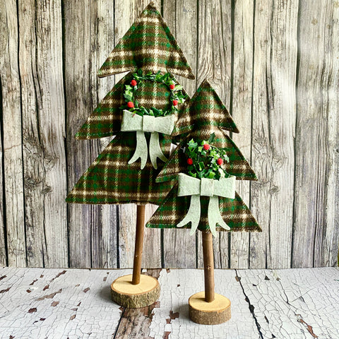 tartan fabric christmas trees