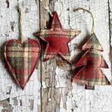 Tartan Heart Star and Tree decorations