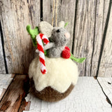 Felt Mouse in a Christmas Pudding