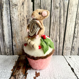 Felt Mouse on a Cupcake