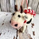 Wool Hanging Christmas Cow