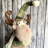 Green Check Sitting Reindeer