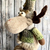 Green Check Sitting Reindeer