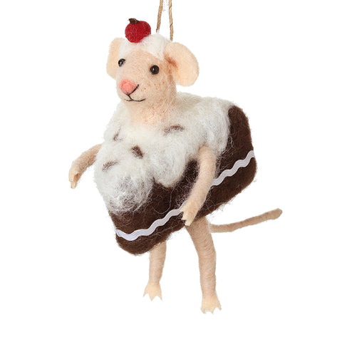 hanging felt mouse in a cake