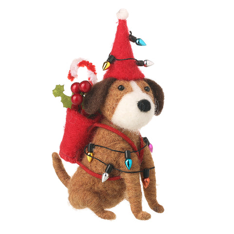 felt dog ina santa hat