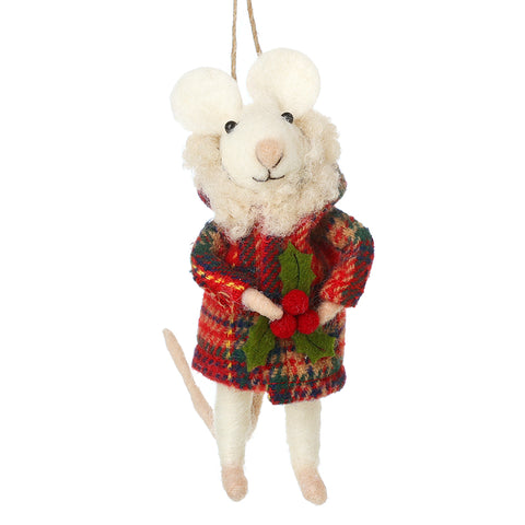 festive mouse in a tartan coat