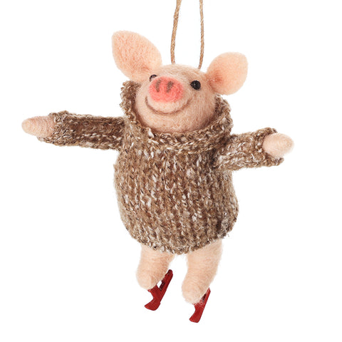 festive pig in skates