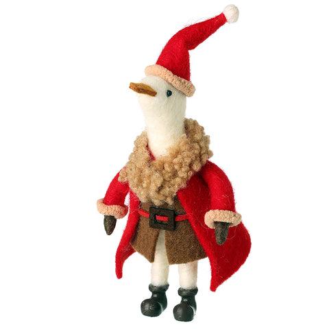 festive goose dressed as santa