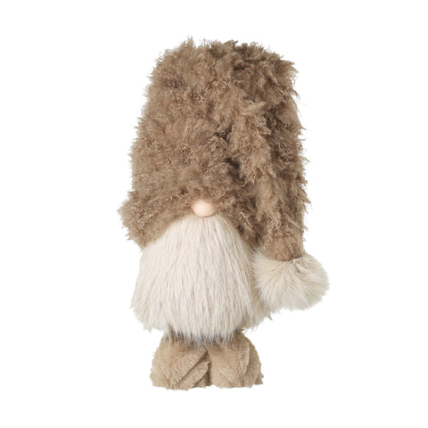 Gonk with a fluffy beige hat