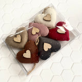 Six Velvet Heart Decorations