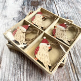 Wooden Robins with Christmas Hats (Set of 8)