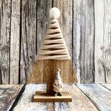 wooden christmas tree with santa