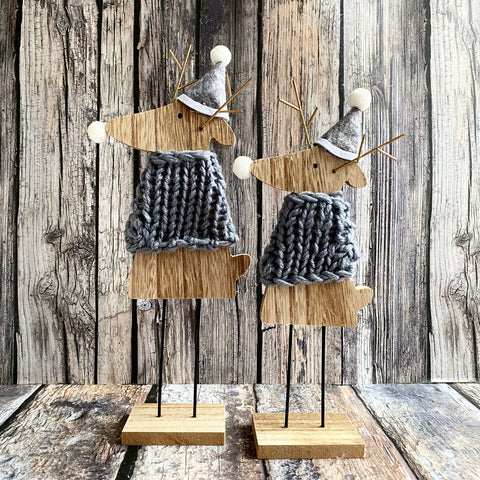 two cute reindeers in jumpers