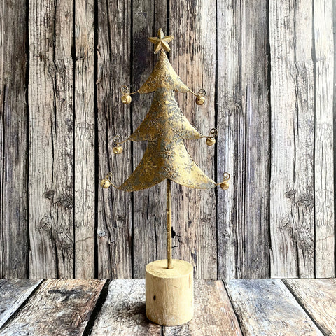 metal christmas tree with bells
