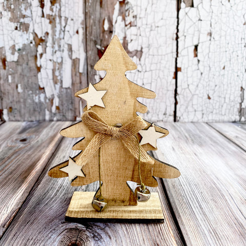 wooden christmas tree with stars