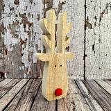 Wooden Reindeer Head with red nose
