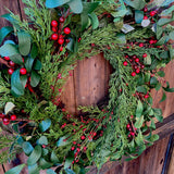 Green Foliage and Red Berry Wreath