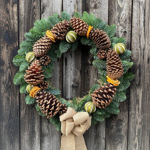 Christmas wreath with pine cones