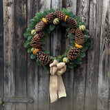 Pine Cone and Hessian Door Wreath